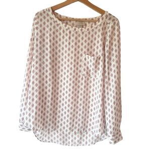 Women’s Loft blouse long sleeve pullover 3/4 puff sleeve casual light fabric M.
